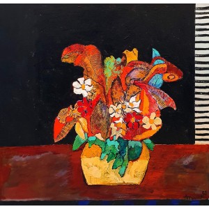 Anwar Maqsood, 30 x 30 Inch, Acrylic on Canvas, Floral Painting, AC-AWM-047